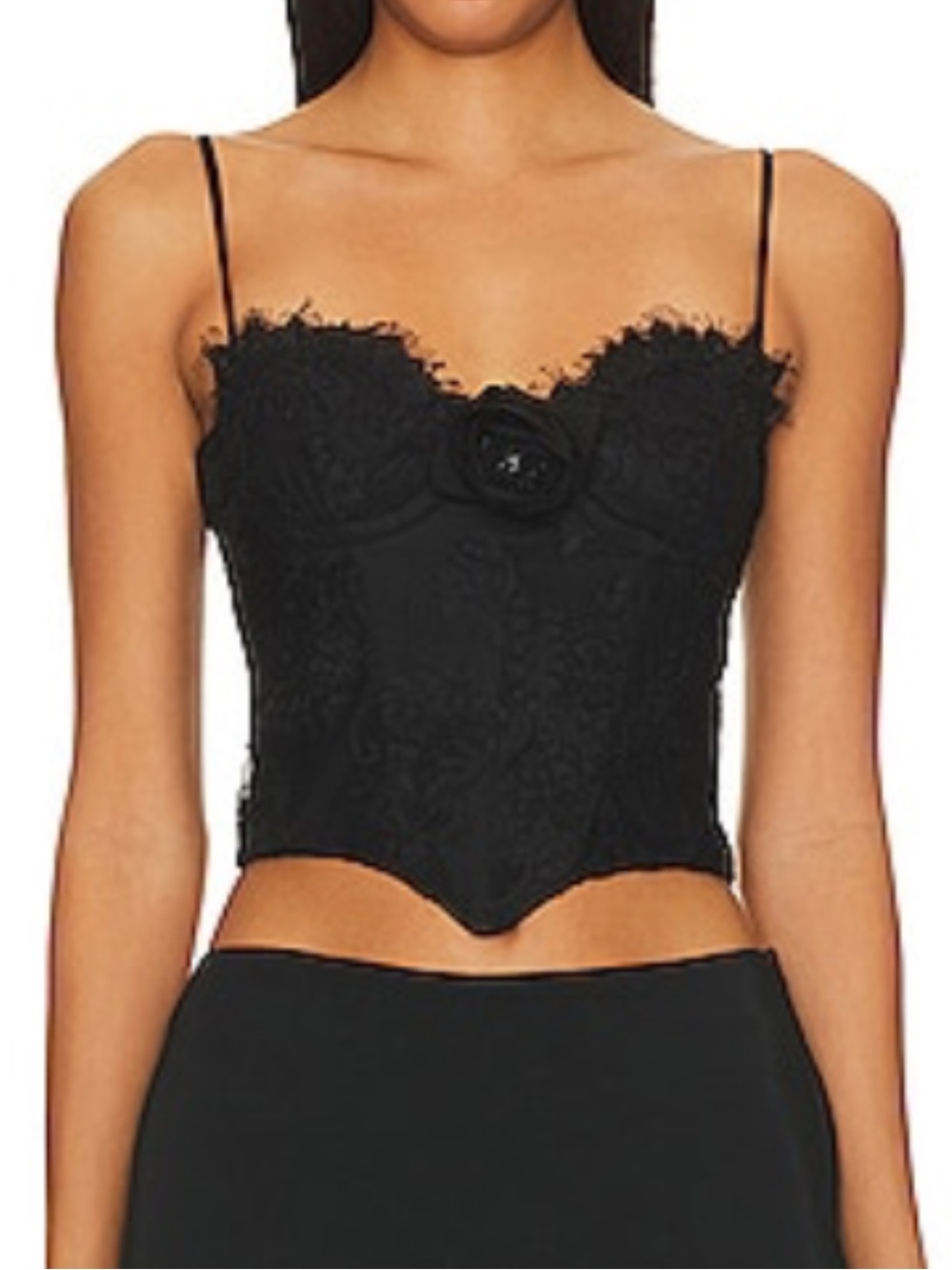Stone Cold Fox Black Lace Bustier Camisole with Rosette